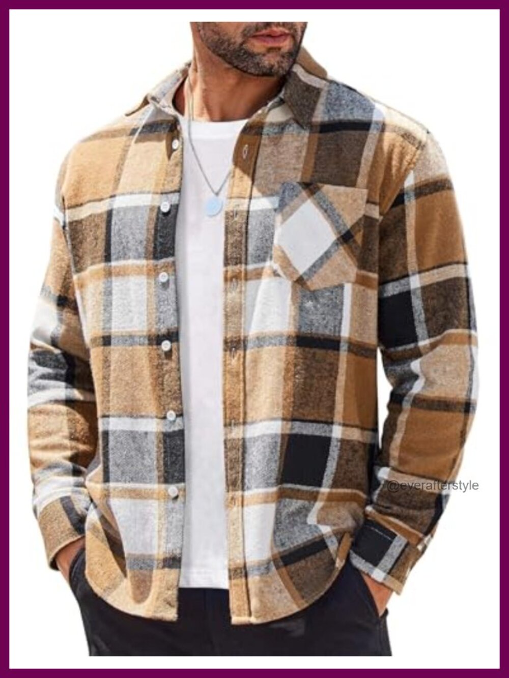 Mens Flannel Shirt Long Sleeve Plaid Button Down Casual Lightweight